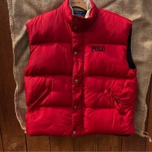 Vintage Polo Ralph Lauren Red Puffer Button Down Vest (Kids L)